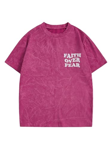 Image of RoseSeek Boy's Letter Graphic Tees Short Sleeve Vintage Summer Tops Trendy