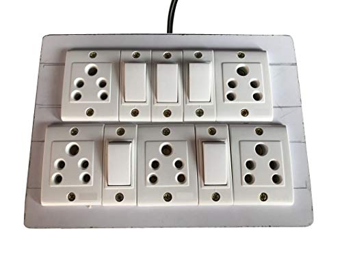Image of Electric Extension Wooden Board (1 Meter 3Core Wire) (5 Socket 5 Switch-6x8x1.5)