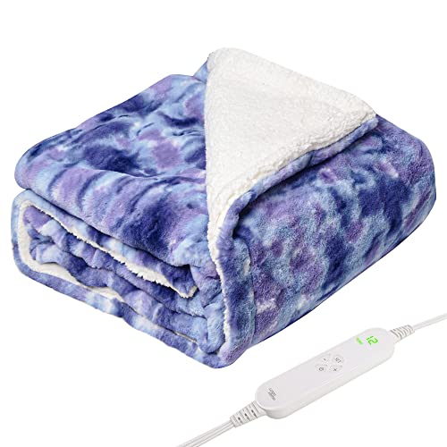 Goqo Tomo Electric Heated Blanket 50" X 60" Throw Wrap With 12 Heating Levels For Home Office Use Gradient Purple-Z5060 #TOP10