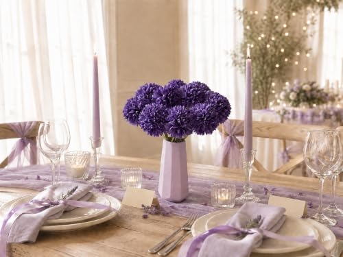 Image of Mandy's 12pcs Artificial Purple Ball Chrysanthemum Flowers