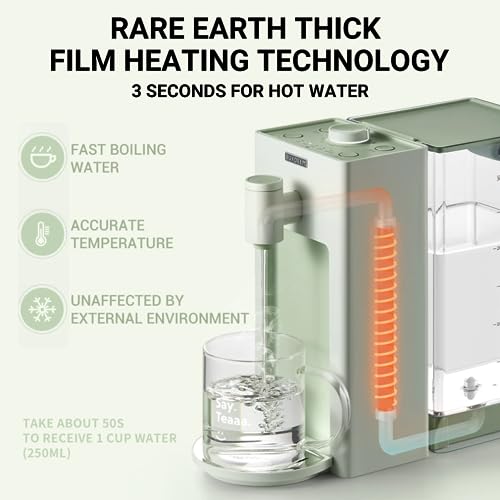 Image of BUYDEEM S9013 Instant Hot Water Dispenser, Countertop Water Boiler & Warmer for Tea, Coffee and Baby Formula, Adjustable 8 Temperatures & 5 Water Outputs, 3L Water Tank(102oz), Green