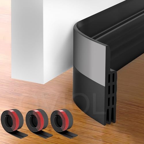 Image of OVIOL Door Bottom Sealing Strip Self-Adhesive Under Door Gap Filler Rubber Ac Door Blocker Door Dust Stopper for Home Door Gap Sealing Strip Cockroach Insect Bugs Draft Stopper Waterproof (3, Black)