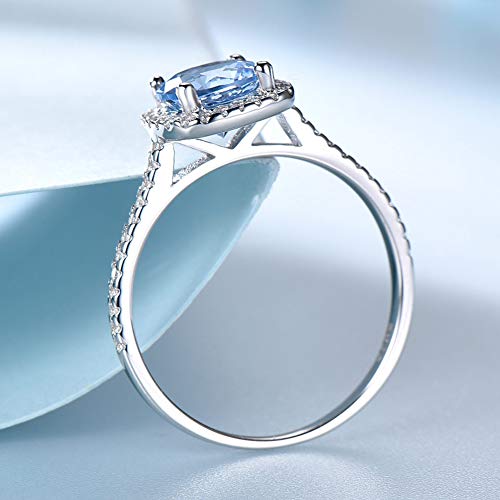 Ginger Lyne Collection Sky Blue Created Topaz Halo Sterling Silver Engagement Statement Ring3