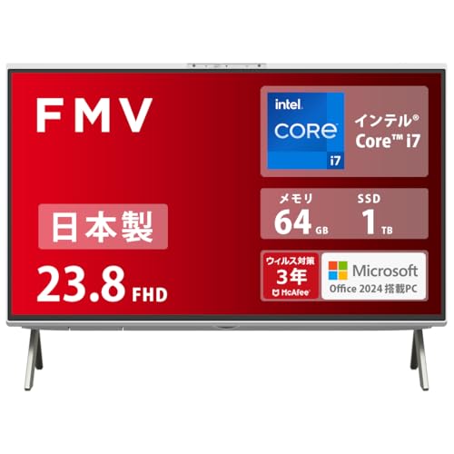 xm fXNgbvp\R ̌^ { FMV Desktop F WF1-K1 (MS Office 2024/Win 11 Pro/23.8^/Core i7/64GB/SSD 1TB/BDXLΉ Blu-ray DischCu) AZ_WF