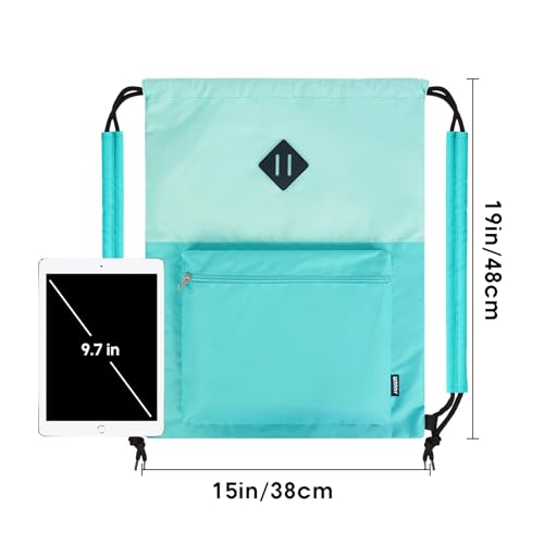 Miniatura 4 de Wandf Mochila Con Cordón, Bolsa Deportiva Para Gimnasio Con Compartimento Húmedo, Resistente Al Agua, Bolsa Con Cordón Para Mujeres Y Hombres Verde Menta Con Hombrera