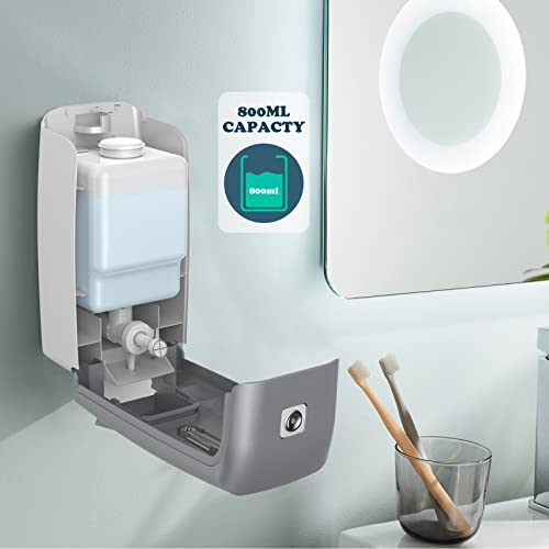 Image of interhasa! Handwash Soap Dispenser 800ml Manual Press for Bathroom Home Kitchen Hand Wash Shampoo Shower Sanitizer Lotion Dish Hand Wash Liquid Soap Dispensers for Wash Basin, ABS, Silver