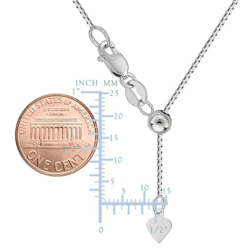 14k White Real Gold Adjustable Box Link Chain Necklace, 0.7mm, 22"2