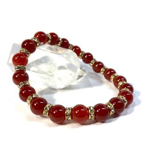 赤瑪瑙 パワーストーン ブレスレット 8mm 7月誕生石 天 然石 (ゴールド) メンズ・レディース 男性・女性 数珠