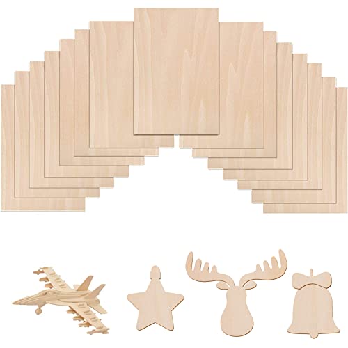 15 Pack 6”x4” Basswood Sheets for Crafts 2mm Thin Cricut Wood Sheets Cricut Basswood Plywood Sheets for Christmas Decorations Drawing Painting DIY Birthday Decor Wood (150x100x2mm)