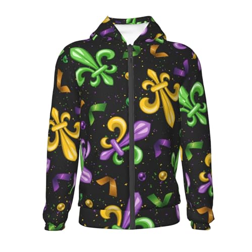 Mardi Gras Carnival4 Kid Hoodies Boys Zip Up Sweatshirts Girls Pullover with Pocket Black2