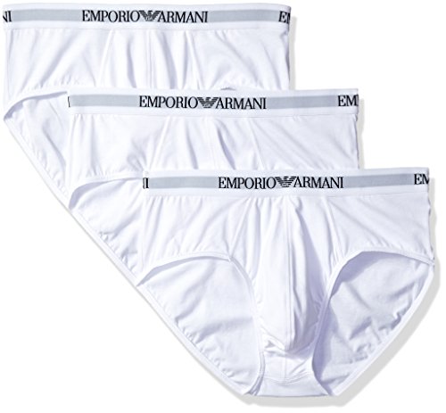 Emporio Armani Men's Cotton Briefs, White, Large