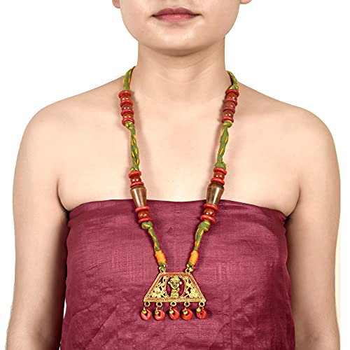 Image of AAKRITI ART CREATIONS Royal Empress Handcrafted Tribal Dhokra Necklace & Choker Collection | Artisan Ethnic Brass Jewelry with Oval & Square Designs, Amulet & Talisman Styles for Women