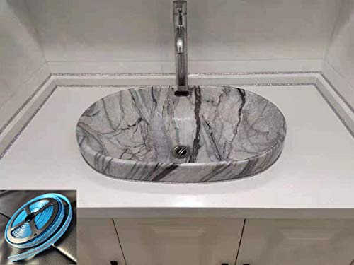 Keqkev Deckenleiste abziehbar und klebbar, flexible Zierleiste selbstklebend, Dichtungsstreifen für Herd, Spüle, Toilette, Fliesenkante, Wandecke, Fußleiste, Boden (Silber) - Image 7