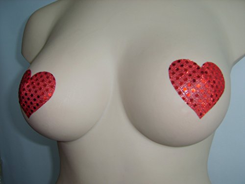Womens Nipple Pasties Covers Red Hearts