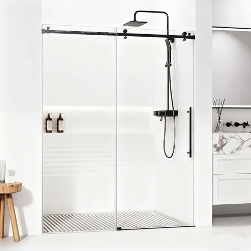 EcoSummer Shower Door, Double Sliding 56-60' w x 75 'h Semi-Frameless Bathroom Shower Door with...