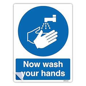 Laminiertes Schild mit Aufschrift „Now Wash Your Hands“, A5, 210 x 148 mm, Vinyl-Aufkleber, Pflichtschilder für die Küche