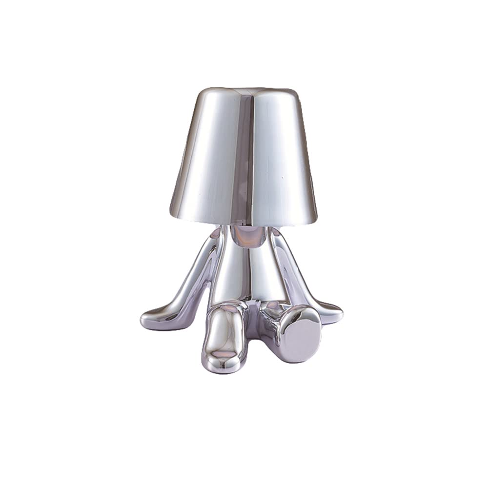 Moderna lámpara de mesa recargable LED inalámbrica, lámpara de mesa portátil de metal con tacto regulable, luz nocturna de 3 niveles de brillo, lámpara para restaurante/dormitorio/bares (plata - D)