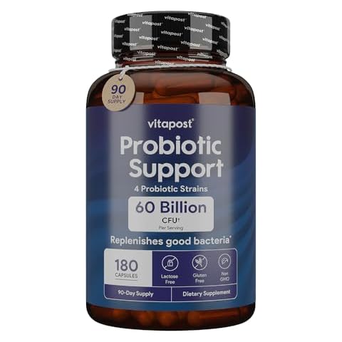 VitaPost Probiotic Support Replenish Digestive Flora with 4 Strains of Probiotic Bacteria. Includes MAKTREK Bi-Pass Technology. Support for Digestive Health. 180 Capsules Cover