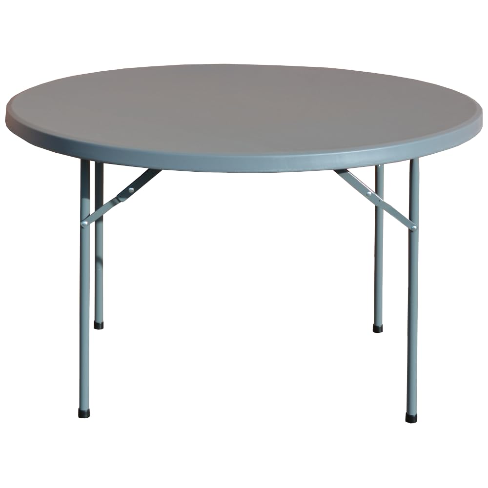 EME Mesa Redonda Plegable para Eventos Color Gris Oscuro de Dimensión 120cm Material Polietileno de Alta Densidad Apta para Eventos de Interior y Exterior