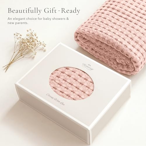 Image of Konssy Waffle Baby Blanket for Boys & Girls, Soft Newborn Swaddle Blanket