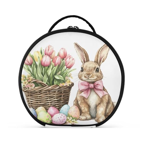 Takiito Bunny Tulips Eggs Travel Makeup Case Portable Makeup Box Artist Cosmetic Case Organizer With Adjustable Dividers