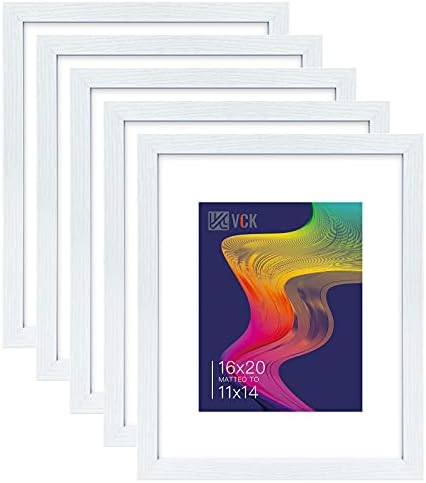 VCK Picture Frame Display Picture Photo Frame with High Definition Real Glass Front Display Tabletop and Wall Mounting (White, 16x20-5 Pack)
