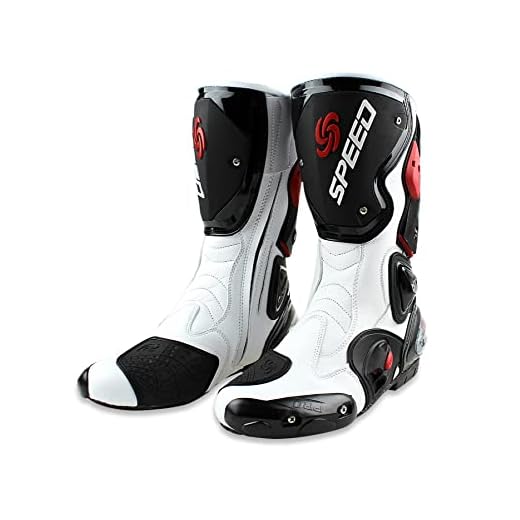 Msport Stivali da Moto Pista Racing Motocross per Uomo e Donna – Protezioni Rinforzate, Antiscivolo, Resistenti agli Urti, Chiusura Rapida – Ideali per Pista e Strada - 42EU Bianco