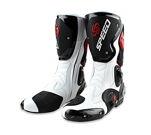 Msport Botas de moto de pista Racing Botas Motocross Profesional Antideslizante Transpirable Impermeable - Blanco 42 EU