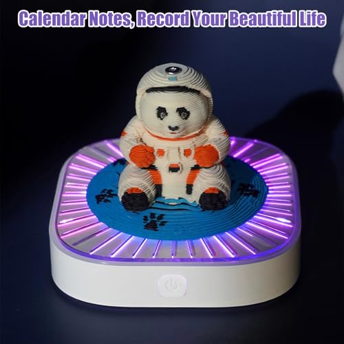 Calendario 3D de panda para escritorios aburridos: bloc de notas interactivo con luz 7