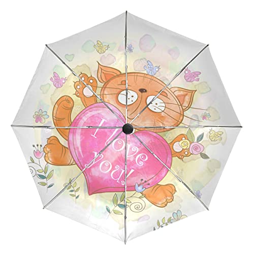 Cadeau mignon bébé parapluie pliant avec jolis motifs de chat et oiseau