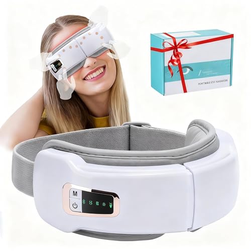 4-in-1 Eye Massager with Heat & Music, Air Pressure Compression & Vibration Massage, Bluetooth Sleep Mask with 5 Modes, Rechargeable Eye Massager for Dry Eyes, Headache Relief, Sleep Improvement