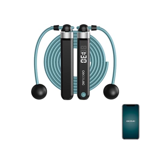Cecotec Springseil SmartComba 3000 Connected, verstellbar 2-in-1, schnelle 360º Rotation, 2 Seile von 30 cm, Verbindung mit der APP, inklusive 3 m PVC-Seil, 3 Modi, LED-Anzeige
