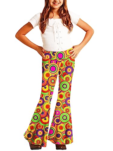 Image of Deerose Girls Halloween Hippie Bell Bottom Pants High Waist Flare Pants 5-14 Years