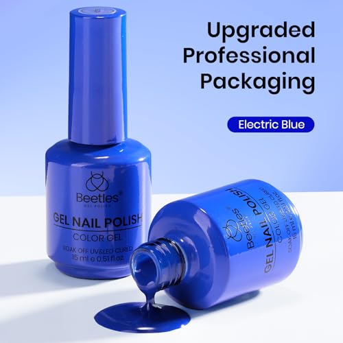 Image of Beetles Blue Gel Polish - 15ML /0.51Fl Oz, Electric Blue Gel Nail Polish, Color-Matched Bottle, Soak-Off UV LED, Long-Lasting Holiday & Summer Nails Art for DIY Beginners & Salon Pros