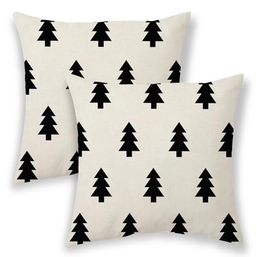 BETGINY Weihnachts-Kissenbezüge, 45,7 x 45,7 cm, 2 Stück, weiße...