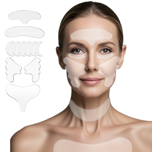 YISHIQI Neck Wrinkle Patches Reusable Chest Wrinkle Pads - 11 pcs Anti Wrinkles pads Silicone face patches for Skin Lines Prevention,Overnight Wrinkle Remover while Sleeping…