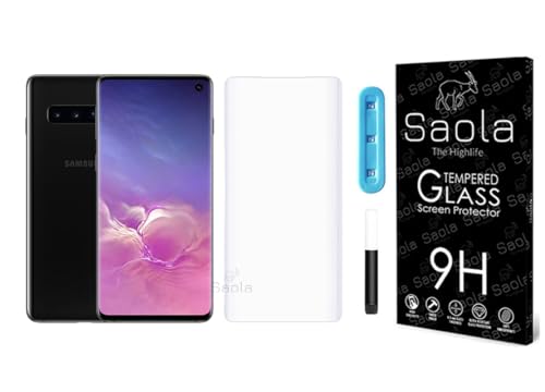 Image of Saola Curved Uv Tempered Glass For Samsung Galaxy S10 Cellphone. Comes With Uv Light & Glue For Finest Pasting. Edge To Edge Protection With Case Friendly Fit. (Pack Of 1)
