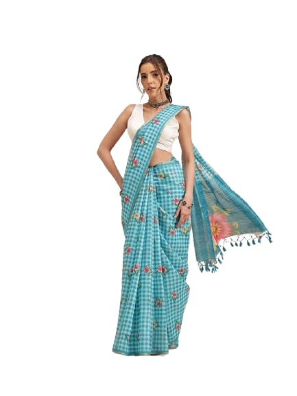 Image of Amazon Brand - Anarva Women's Kalamkari Saree With Blouse Piece