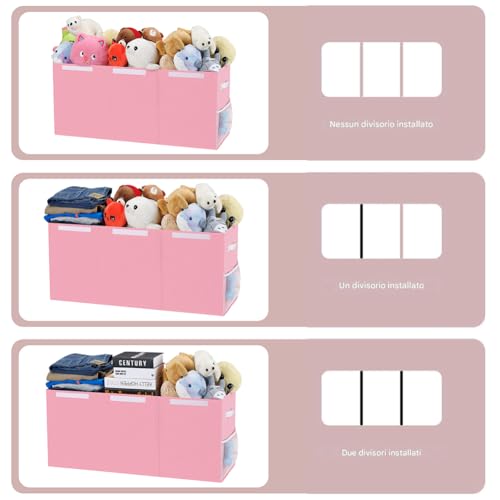 Boîte de rangement avec couvercle et compartiments pour chambre rose - 8