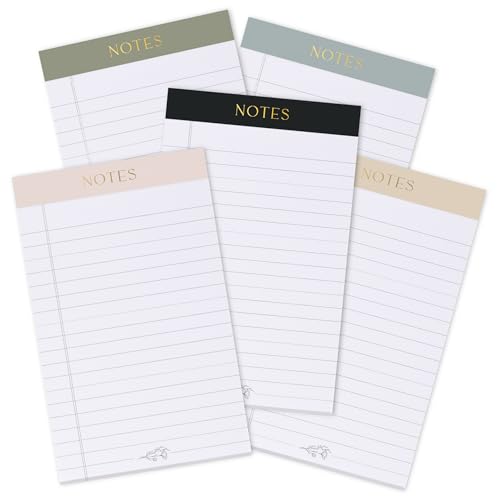 ZICOTO Aesthetic Note Pads Set Of 5 - Quality 5x8 inch Lined Legal Pads For Women Or Men - The...