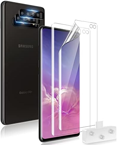 TOCOL 2+2 Pack Fit for Samsung Galaxy S10 Plus - 2 Pack TPU Screen Protector and 2 Pack Camera Lens Protector, Alignment Frame, Easy Installation, Bubble Free, Support Ultrasonic Fingerprint