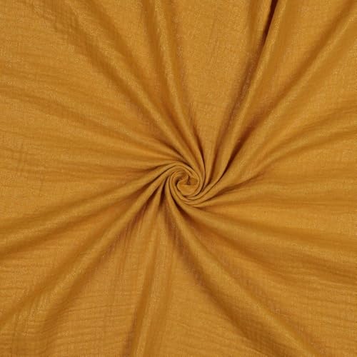 Tissu double gaze pailleté ocre de 10m pour toutes vos créations de mode