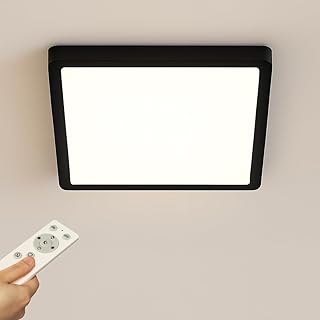 LED Deckenleuchte Dimmbar mit Fernbedienung, LED Panel Eckig, 24 W, 2400 lm, 3000-6000 K, 30 cm, für Schlafzimmer/Küche/Wohnzimmer, Schwarz