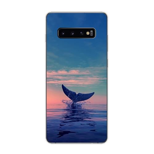 KARTXITAI Case Compatible with Samsung Galaxy Plus,Shockproof Slim Thin Silicone Protective Anti-Fingerprint Anti-Scratch Anti-Fall Phone Cover - Dolphins,Seaside