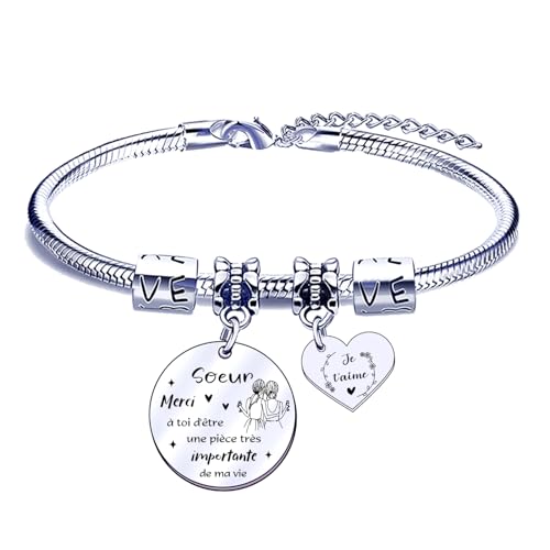 POIUYTRE Bracelet Cadeau pour Soeur Amie - Idée Cadeau Femme Soeur Anniversaire, Noël, Personnalisé Bracelet Meilleure Amie (1)