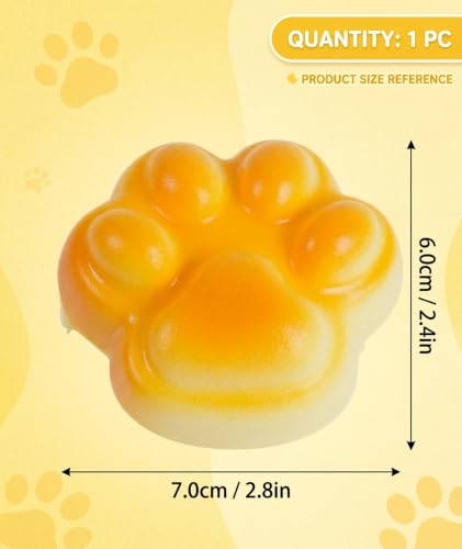 Image of 3PCS Taba Squishy Cat Paw, Taba Squishy for Relaxing Sensory Fidget Pinch Family for Kids Cat Paw Squeeze Cute Beautiful Cat Paw (Yellow)