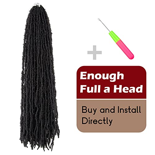 24 Inch Light Weight Butterfly Locs Crochet Hair 8 Packs Long Distressed Butterfly Faux Locs Crochet Hair, 1B #TOP5