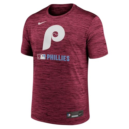 Nike Men's MLB Collection Velocity Dri-Fit T-Shirt (US, Alpha, Large, Regular, Regular, Maroon, Philadelphia Phillies)