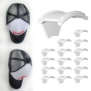 ETOWIFA 16 Pack Hat Organizer Rack for Baseball Caps, Adhesive Hat Holder Floating Display for Wall, Over The Door & Closet, No-Drilling Room/College Dorms Organization & Decor Hook Accessories