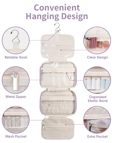 Image of Narwey Hanging Toiletry Bag for Women Toiletries Bag for Travel Size Essentials Accessories, A-Purple, Large